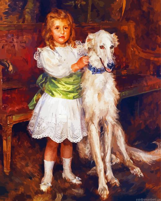 Little Girl With Borzoi Painting By Numberss.png