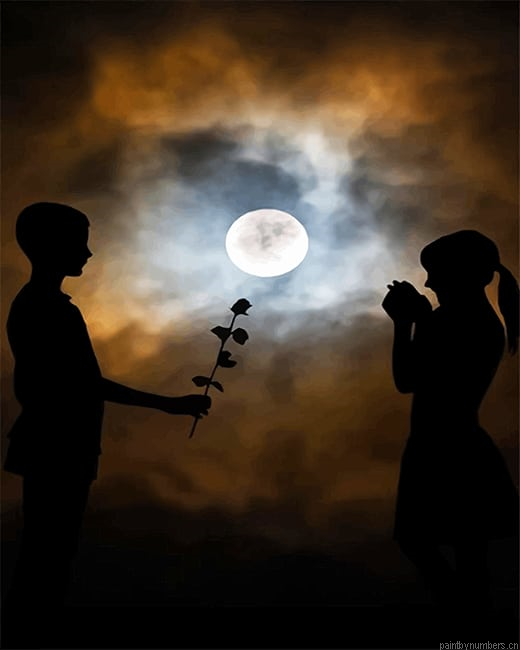 Little Lovers Silhouette Romance Painting By Numberss.png