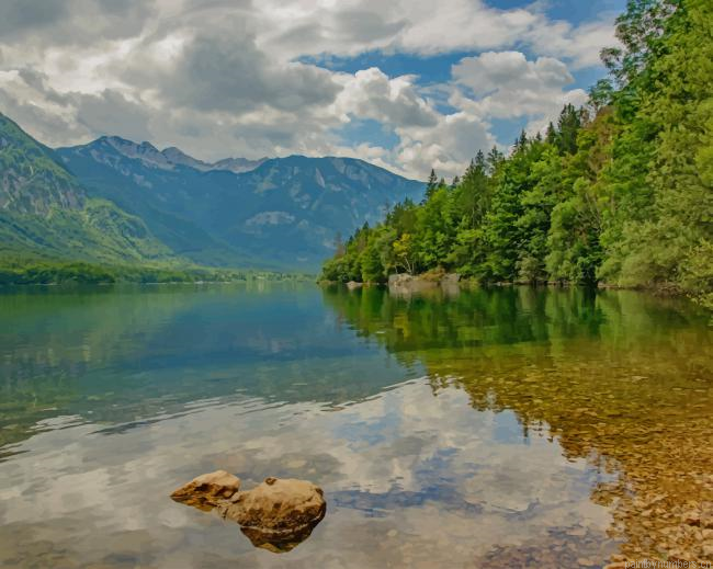 Loch Green Forest On Lake Shore Landscapes Painting By Numberss.png