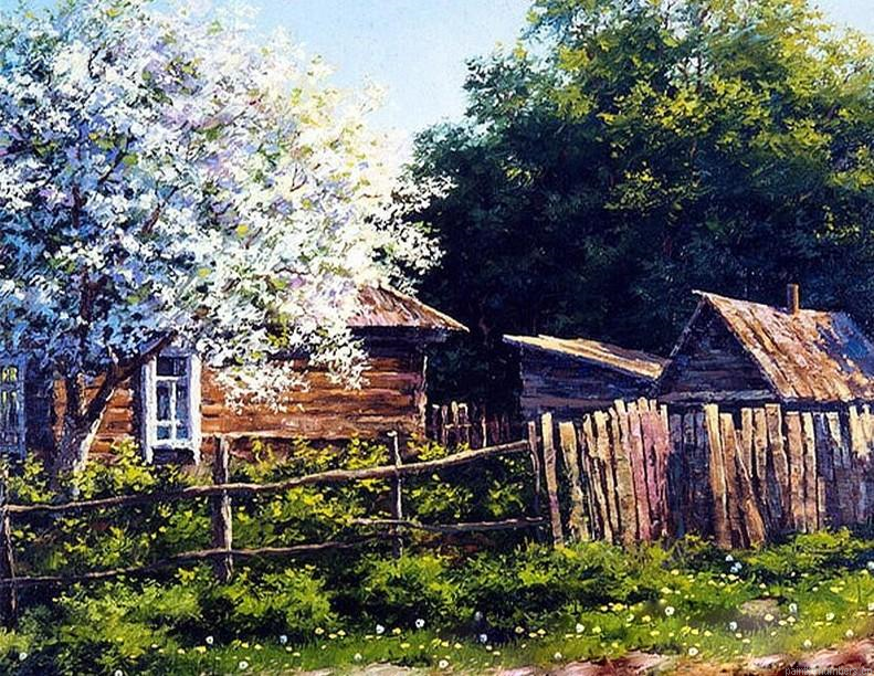 Log Cabin In Almond Trees Painting By Numberss.png