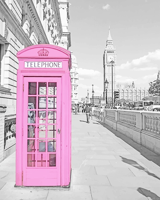 London Street Black And White Pink Painting By Numberss.png