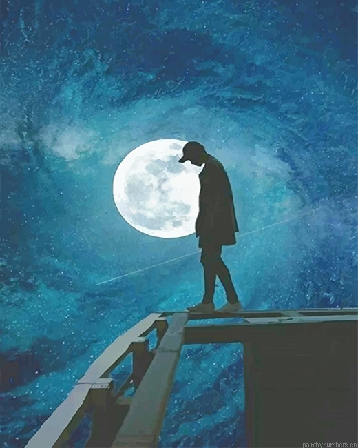 Lonely Man Moon Silhouette New Painting By Numberss.png
