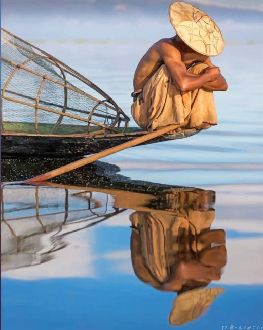 Lonely Man Water Reflection Painting By Numberss.png