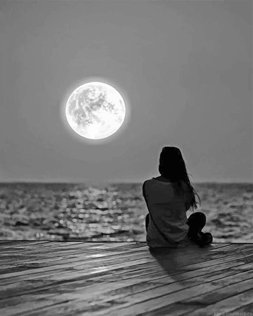 Lonely Woman Black And White Painting By Numbers.png