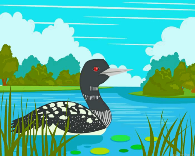 Loon Bird In The Lake Painting By Numbers.png