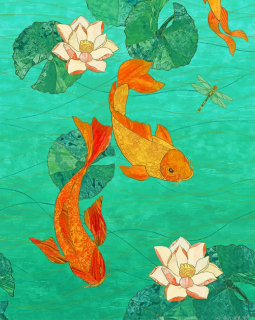 Lotus And Koi Fish Painting By Numbers.png