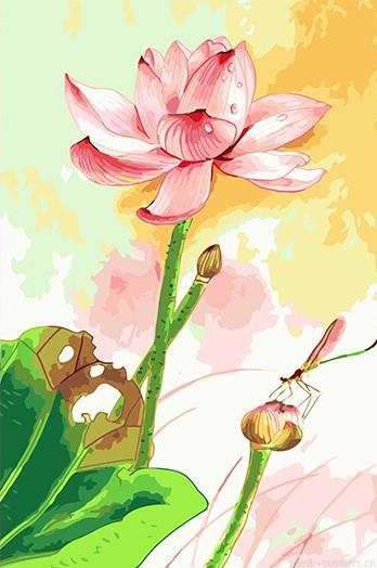Lotus And Dragonfly Painting By Numberss.png