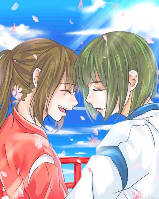 Lovely Haku And Chihiro Spirited Away Painting By Numberss.png