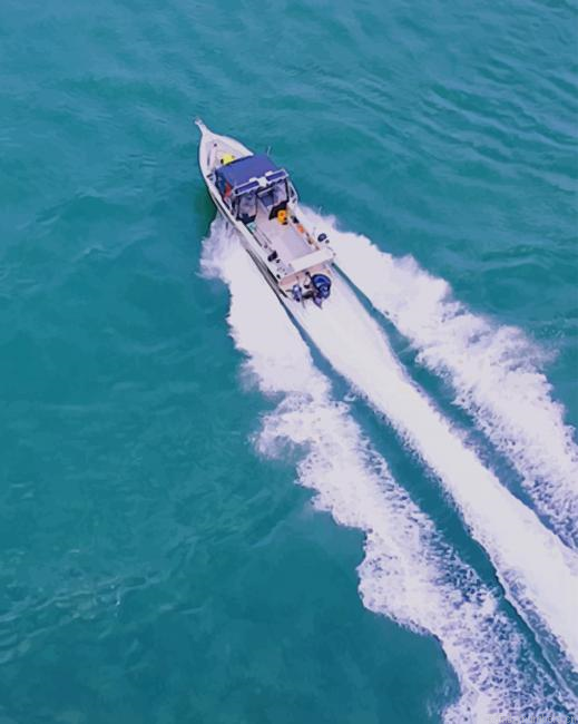 Luxury Boat In Sea Painting By Numberss.png
