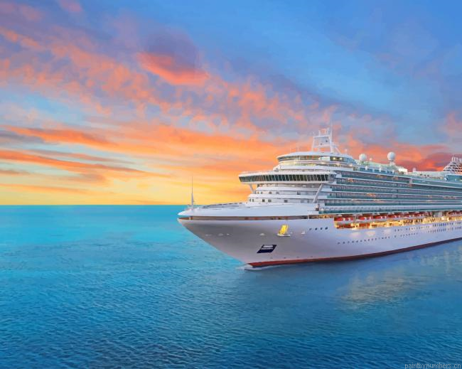 Luxury Cruise Ship Sunset Painting By Numberss.png