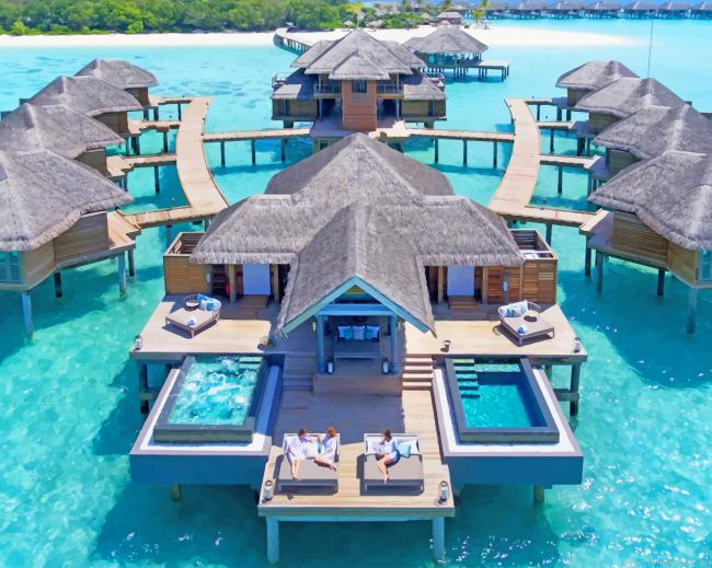 Maldives Huts On Water Painting By Numberss.png