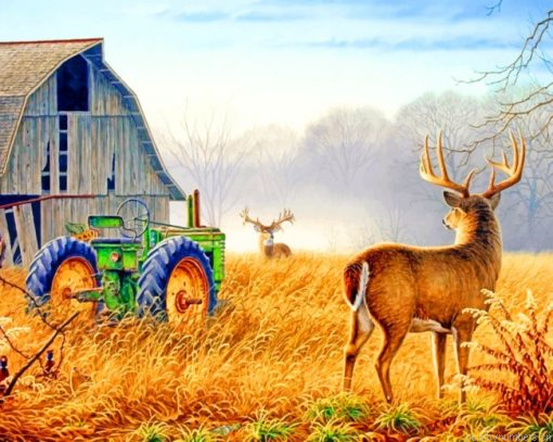Male Deer In Farm Painting By Numberss.png