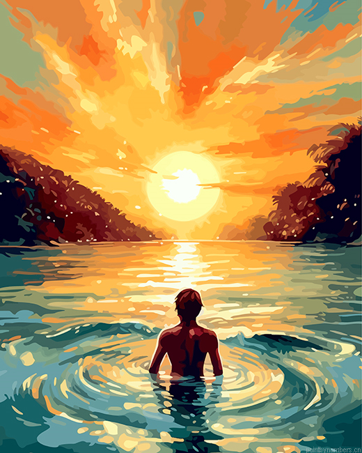 Man Contemplating The Sunset Painting By Numberss.png