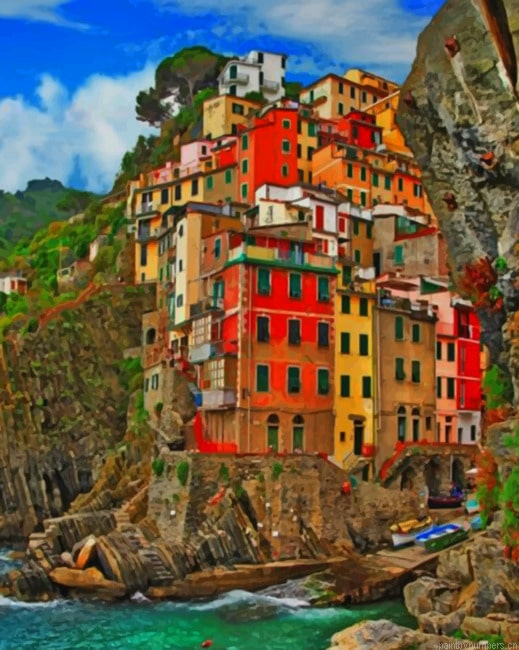 Manarola Town In Italy Cities Painting By Numberss.png