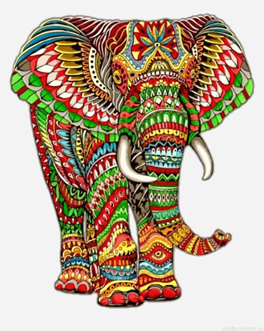 Mandala Colorful Elephant Painting By Numbers.png
