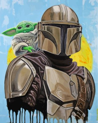 Mandalorian And Cute Baby Yoda Painting By Numbers.png