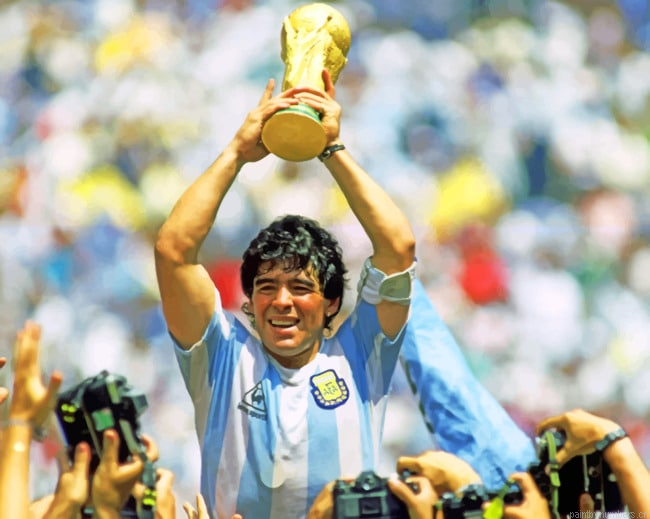 Maradona With World Cup Soccer Painting By Numberss.png