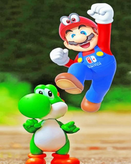 Mario And Yoshi Painting By Numberss.png