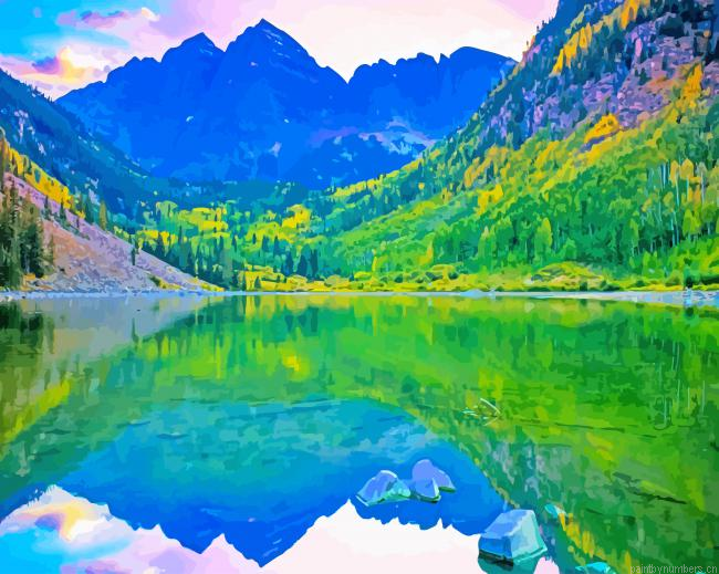Maroon Bells Colorado Usa Nature Painting By Numberss.png