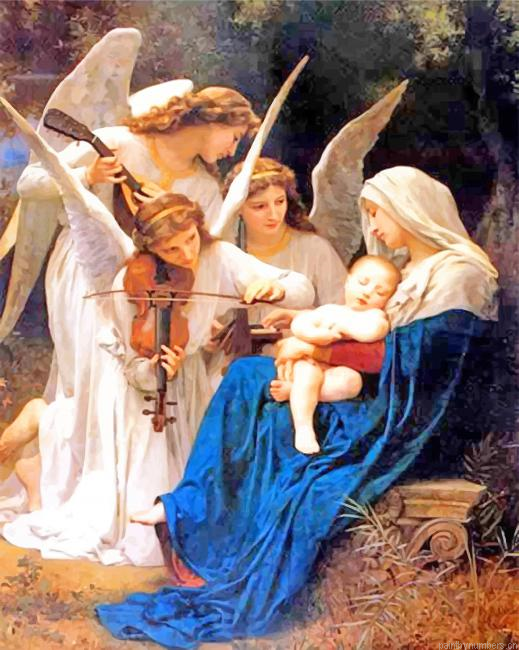 Mary And Jesus With Angels Painting By Numberss.png