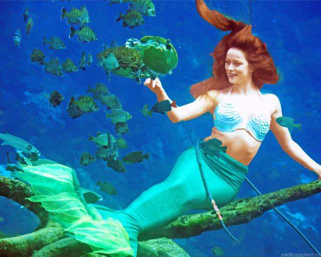 Mermaid Enjoying Sea Swim Painting By Numberss.png