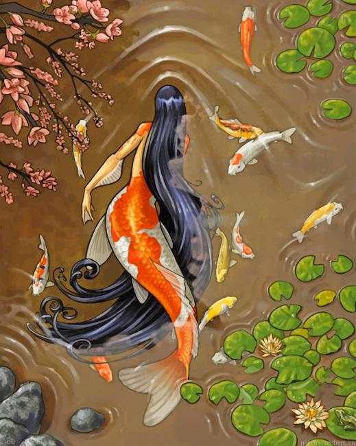Mermaid Koi Fish Painting By Numberss.png