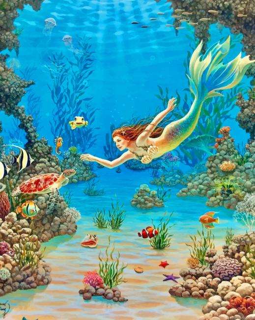 Mermaid Undersea Painting By Numberss.png