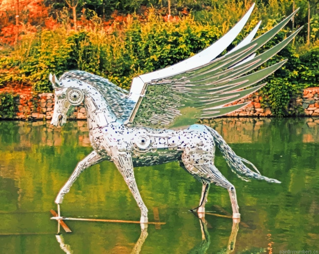 Metal Horse Statue Painting By Numberss.png