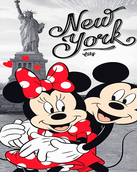Mickey And Minnie Mouse In New York Cartoons Painting By Numberss.png