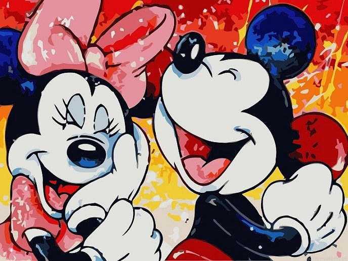 Mickey Mouse And Minnie Cartoons Painting By Numberss.png