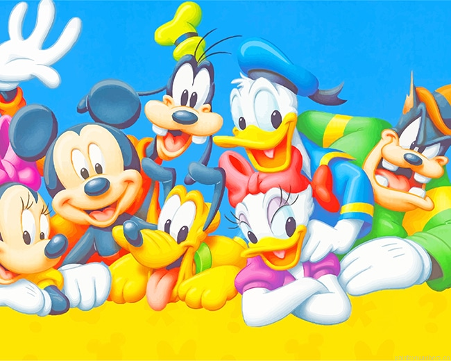 Mickey Mouse Characters Cartoons Painting By Numberss.png