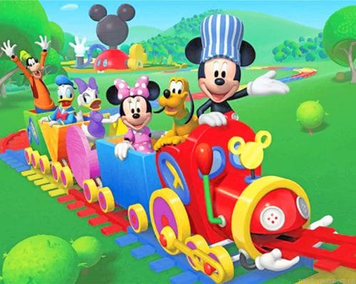 Mickey Mouse Choo Choo Express Cartoons Painting By Numberss.png