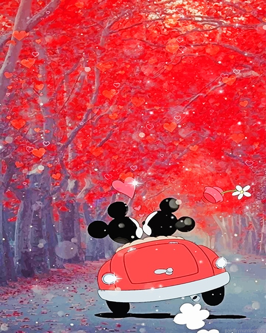 Mickey And Minnie In The Car Cartoons Painting By Numbers.png