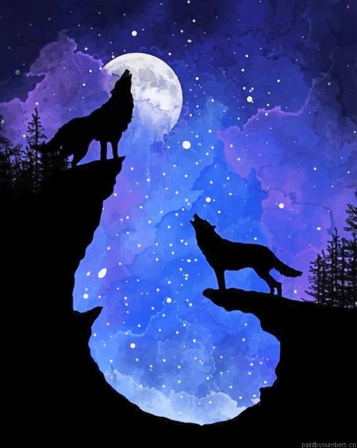 Midnight Wolves Silhouette Painting By Numberss.png