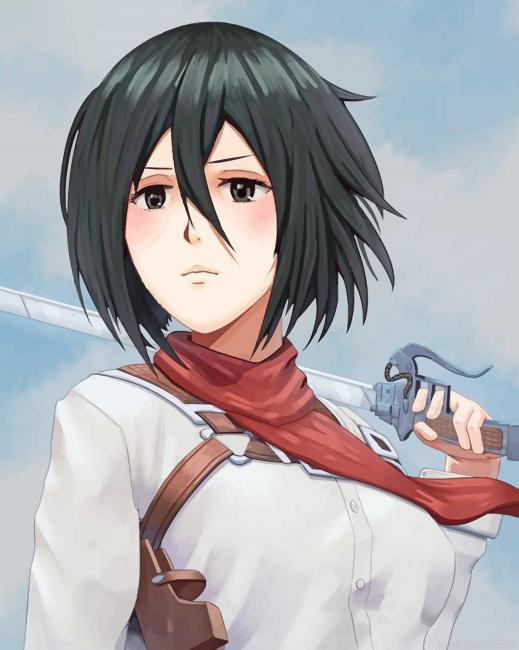 Mikasa Ackerman Attack On Titan Animations Painting By Numberss.png