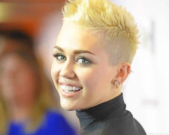 Miley Cyrus With Short Hair Singers Painting By Numberss.png