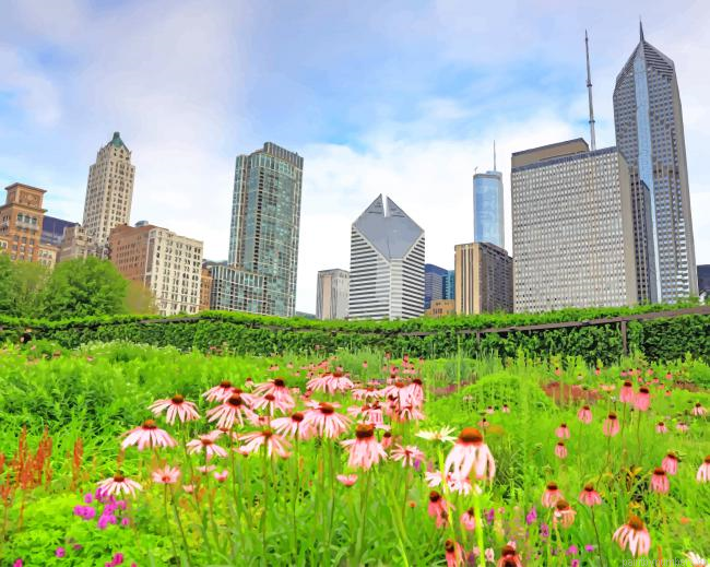 Millennium Park Chicago Cities Painting By Numbers.png