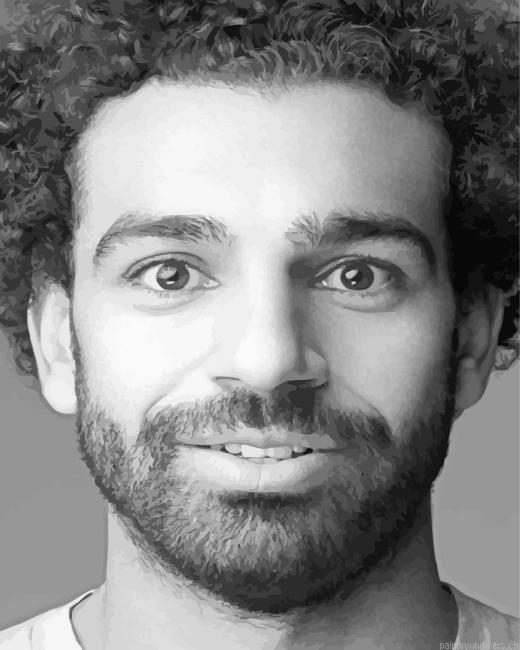 Mo Salah Black And White Painting By Numberss.png