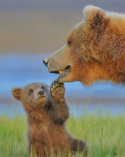 Mommy And Bear Cub Animals Painting By Numberss.png