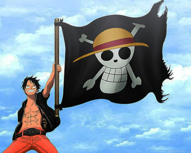 Monkey D Luffy With Pirates Flag Animations Painting By Numberss.png