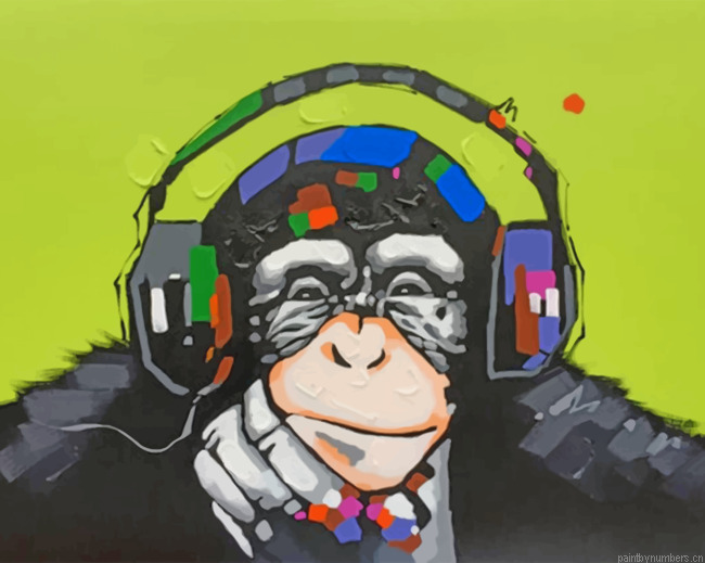 Monkey Wearing Headphones Painting By Numbers.png