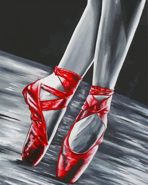 Monochrome Red Ballet Shoes Painting By Numberss.png
