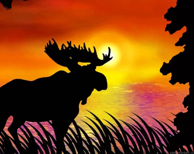 Moose Silhouette Animals Painting By Numberss.png