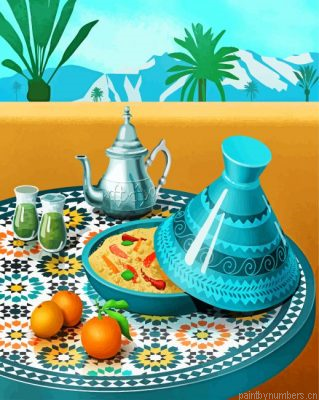 Moroccan Tajine And Mint Tea Painting By Numbers.png