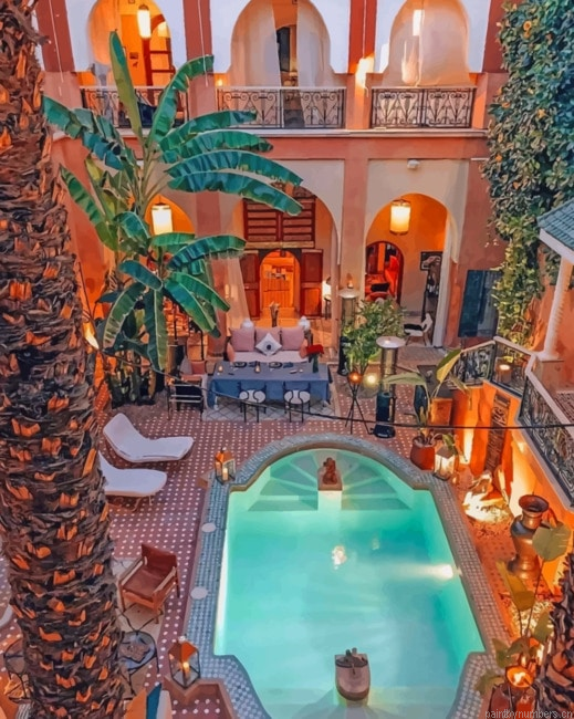 Moroccan Traditional Hotel Buildings Painting By Numberss.png