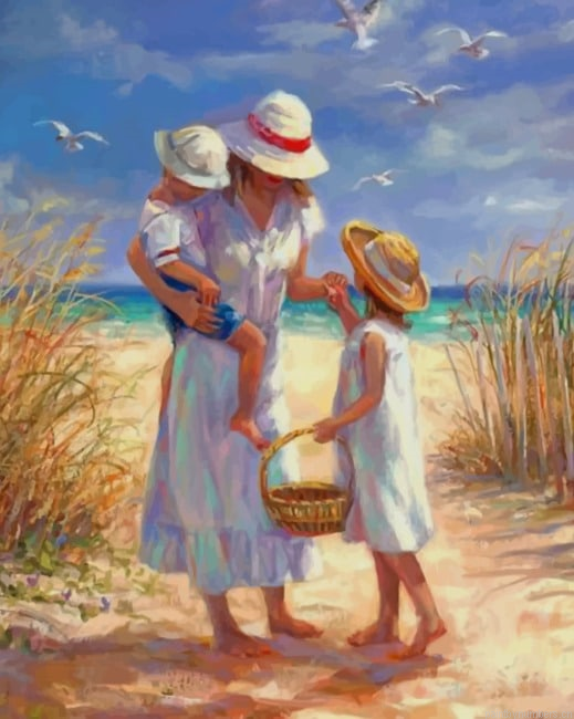 Mother And Children Painting By Numberss.png
