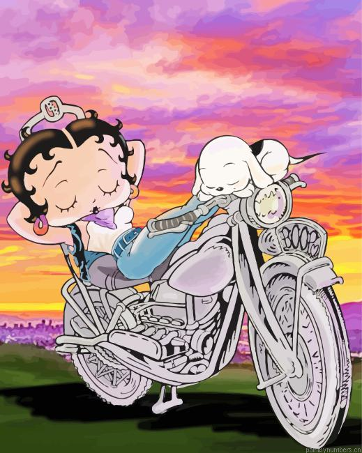 Motocross Betty Boop Painting By Numberss.png