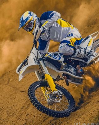 Motorcyclist Riding A Dirt Bike Painting By Numbers.png