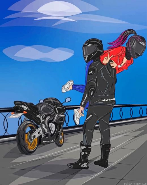 Motorcyclists Couple Painting By Numberss.png