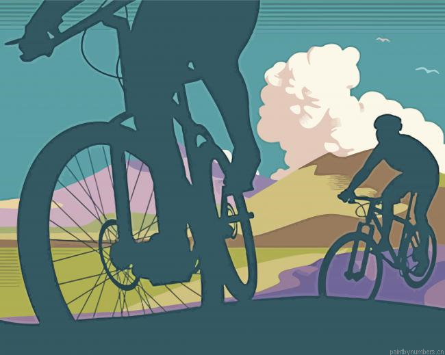 Mountain Bikers Art Painting By Numberss.png